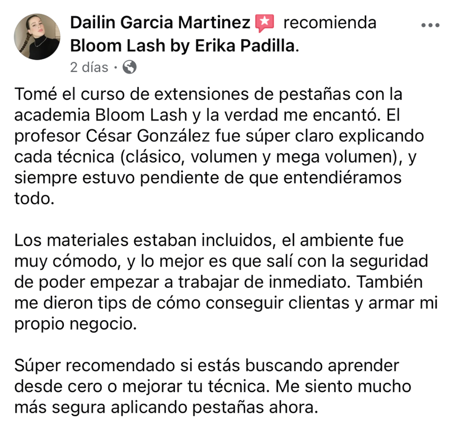 COMPLETAR: reseña de [nombre] publicada en Facebook