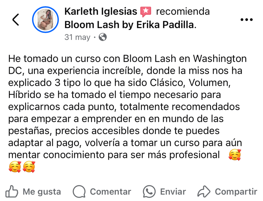 COMPLETAR: reseña de [nombre] publicada en Facebook