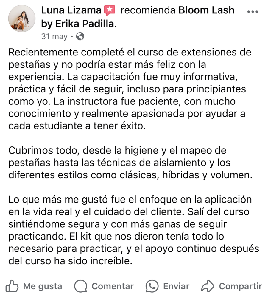 COMPLETAR: reseña de Luna publicada en Facebook