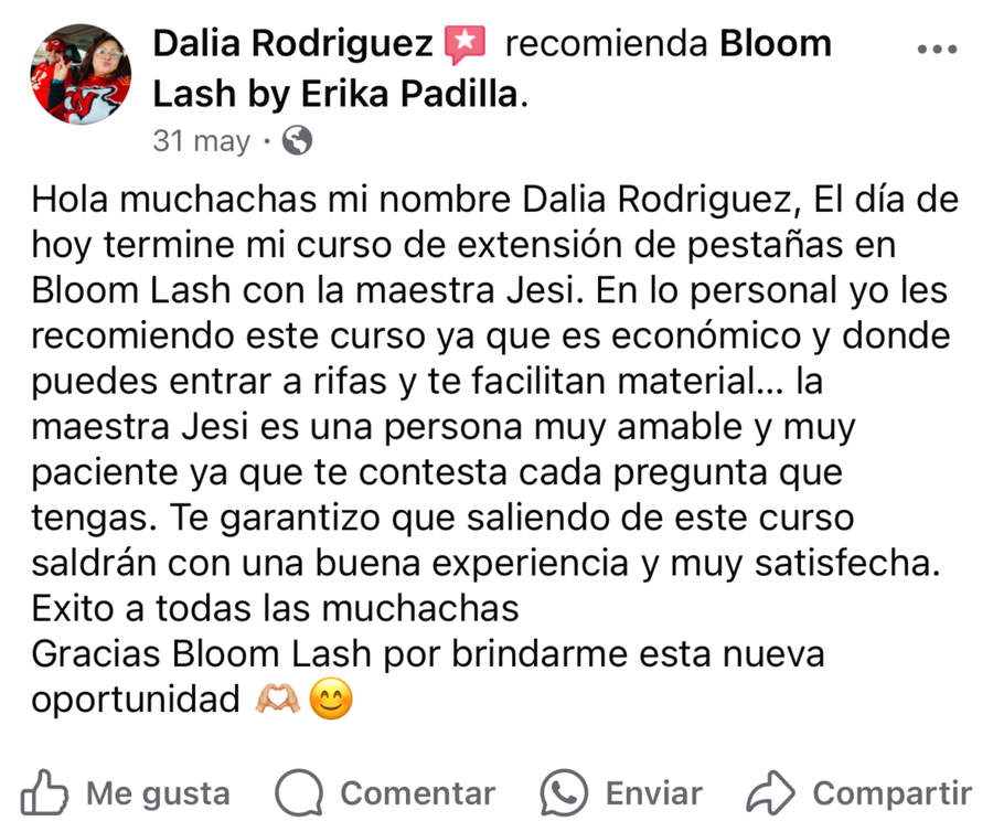 COMPLETAR: reseña de [nombre] publicada en Facebook